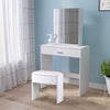 Foldable Makeup Table Set Drawer Mirror Storage Makeup Room White Dressing Table