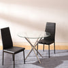 Rounded Glass Kitchen Table Dining Chairs Set Small Family House Living Room