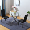 Glass Dining Table and 4 Padded Chairs Set Metal Legs Kitchen Home Furniture