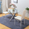 Glass Dining Table and 4 Padded Chairs Set Metal Legs Kitchen Home Furniture