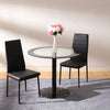 90cm Black Round Glass Dining Table Set + 2/4pcs PU Leather Chairs Dining Room