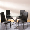 Rounded Glass Kitchen Table Dining Chairs Set Small Family House Living Room