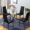 Glass Dining Table and 4 Padded Chairs Set Metal Legs Kitchen Home Furniture