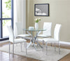 Round Glass Dining Table and 4 Faux Leather Chairs Set Home Kitchen Furniture