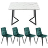 Dining Table and Chairs Set 4 Marble Effects Kitchen Table Chairs w/ Metal Legs