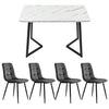 Dining Table and Chairs Set 4 Marble Effects Kitchen Table Chairs w/ Metal Legs