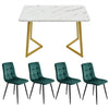 Dining Table and Chairs Set 4 Marble Effects Kitchen Table Chairs w/ Metal Legs