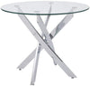 Round Glass Dining Table and 4 Faux Leather Chairs Set Home Kitchen Furniture