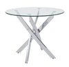 Round Glass Dining Table and 4 White Faux Leather Chairs Kitchen Room Furniture