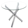 Glass Dining Table and 4 Padded Chairs Set Metal Legs Kitchen Home Furniture