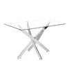 Modern Glass Dining Table Geometric Metal Base Kitchen Leather 2/4 Chairs Option