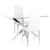 Modern Glass Dining Table Geometric Metal Base Kitchen Leather 2/4 Chairs Option