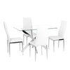 120cm Glass Dining Table and 4 Padded White Chairs Set Home Kitchen Furniture