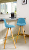 Bar Stools Kitchen Breakfast Chairs Dining Modern Wooden Velvet | Set of 2
