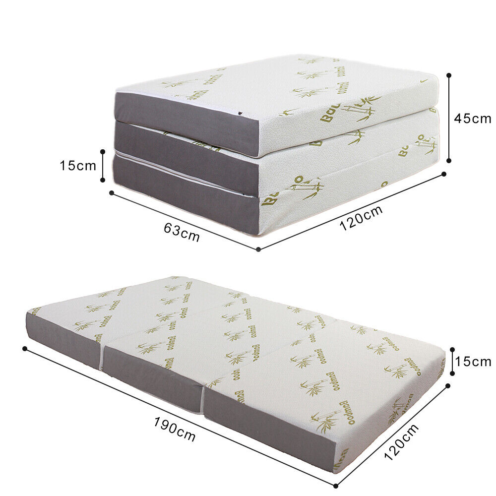 Economy 10cm Folding Mattress, Tri-fold Mattress with Memory Foam and Ultra Soft