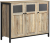 Sideboard Industrial Cabinet Storage 3 Door Glass Wood Steel Console Unit