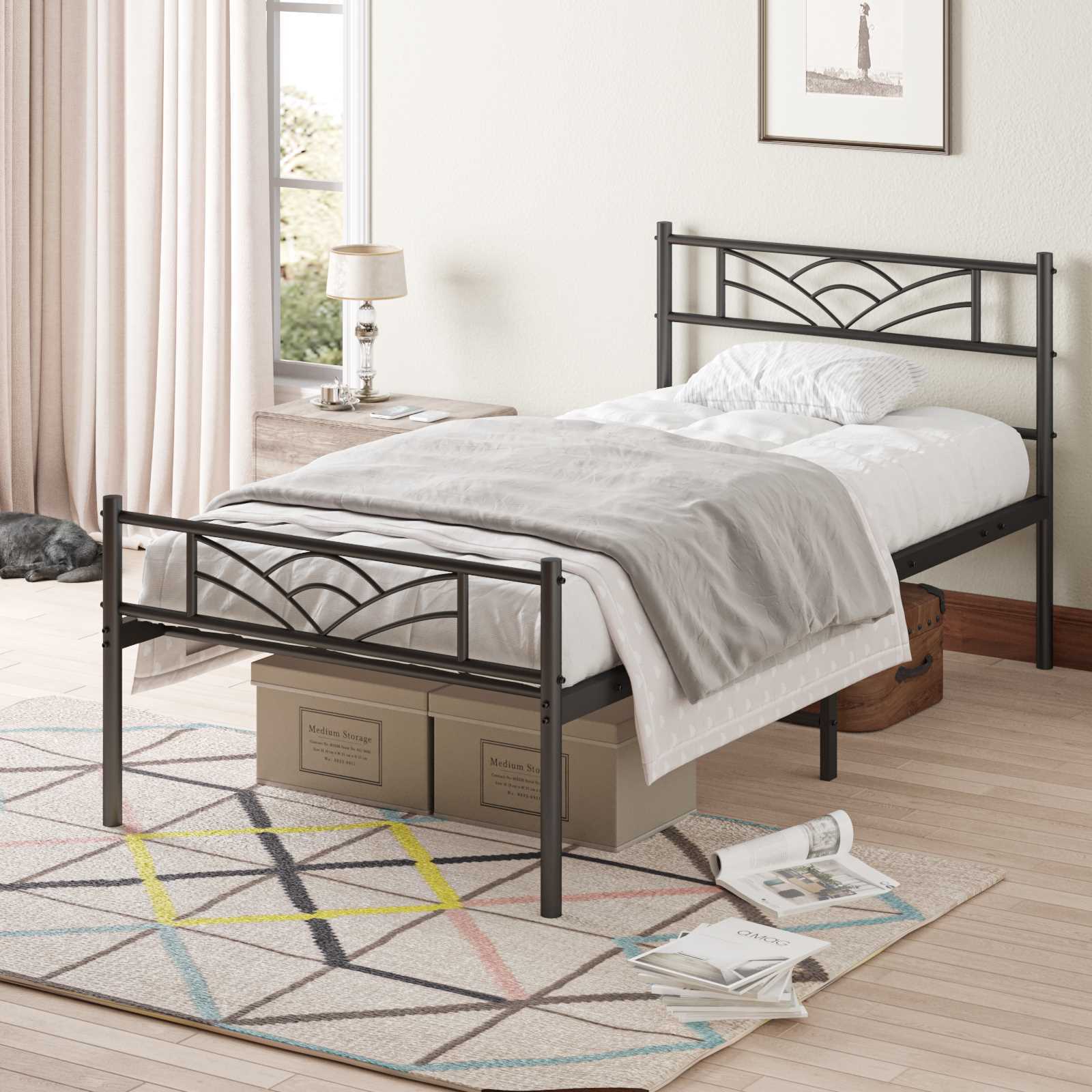 Simple Budget metal bed Single bed Frame w/Mattresses Option Bedroom Furniture