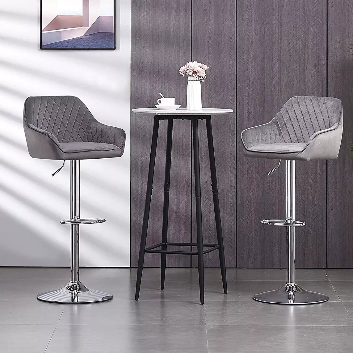 2X Bar Stools Kitchen Swivel Gas Lift Stools Breakfast Pub Chairs Stool UK