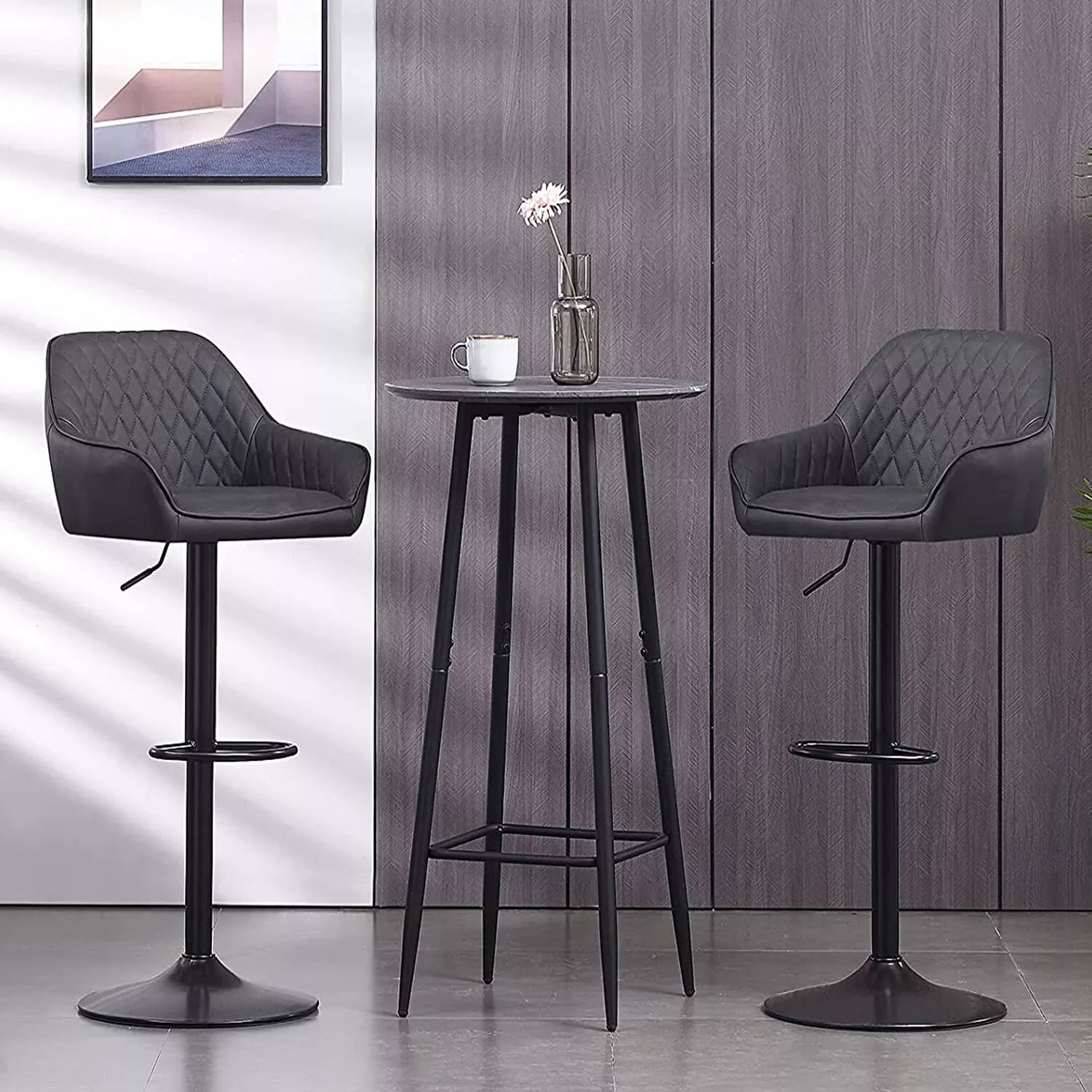 2X Bar Stools Kitchen Swivel Gas Lift Stools Breakfast Pub Chairs Stool UK