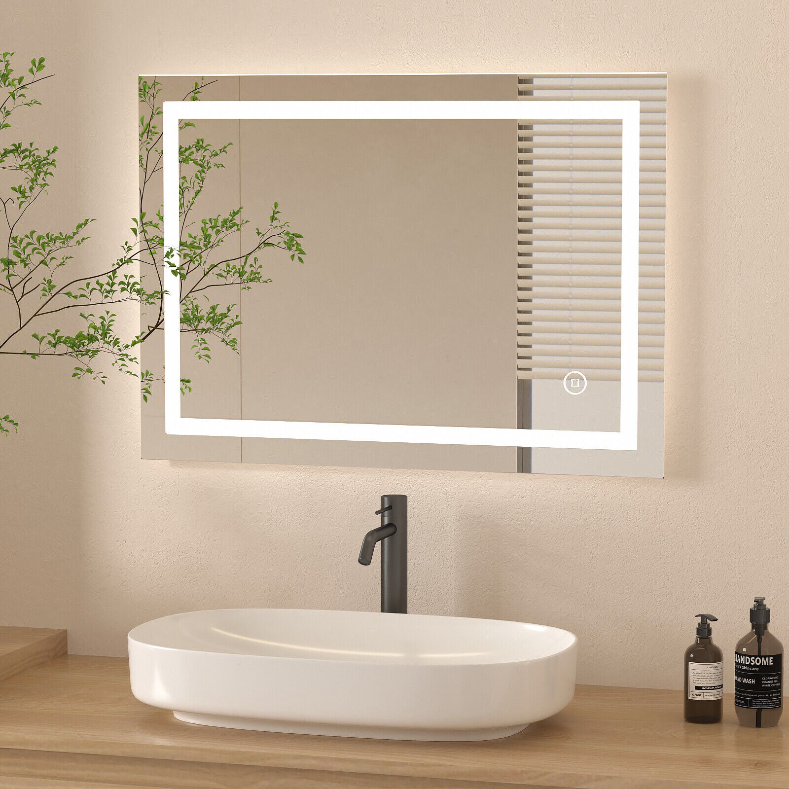 LED Bathroom Mirror Light Illuminated With Demister Shaver Socket all Sizes