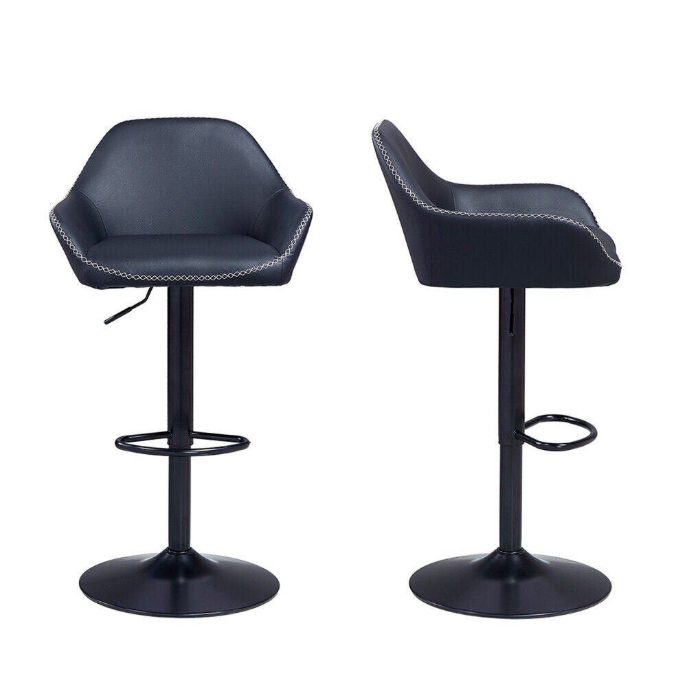 Set of 2 Barstool Kitchen Breakfast Swivel Pub Counter Gas Lift PU Leather Chair