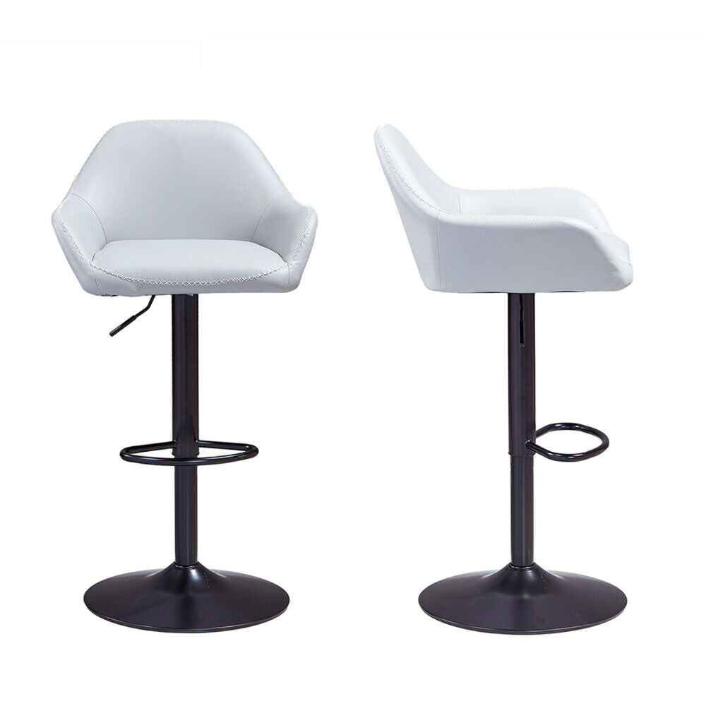 Set of 2 Barstool Kitchen Breakfast Swivel Pub Counter Gas Lift PU Leather Chair