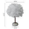 Fluffy Feather Shade Table Lamp White Lampshade Bedside Night Light Room Decor