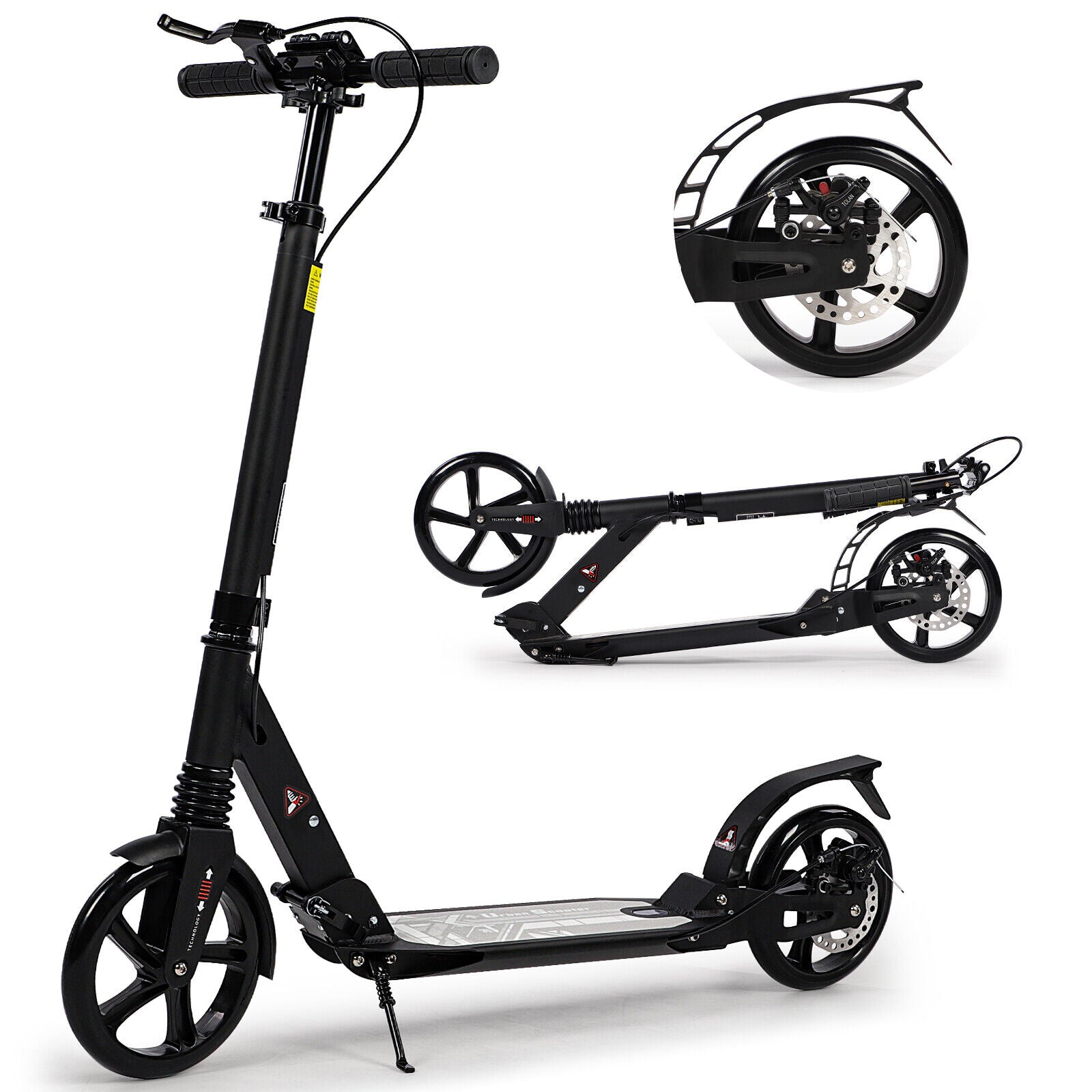 100/200mm WheelsFolding Kick Push Scooter Teens Adult Ride on Adjustable Height