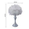 Fluffy Feather Shade Table Lamp White Lampshade Bedside Night Light Room Decor