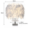 Fluffy Feather Shade Table Lamp White Lampshade Bedside Night Light Room Decor