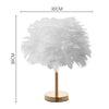 Fluffy Feather Shade Table Lamp White Lampshade Bedside Night Light Room Decor