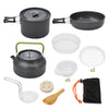 Portable Camping Cooking Cookware Set Aluminium Oxide Pots Pans Kettle 9-16Pcs