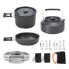 Portable Camping Cooking Cookware Set Aluminium Oxide Pots Pans Kettle 9-16Pcs