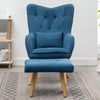 Occasional Scalloped Button High Back Fabric Armchair Sofa Chair Footrest Stool