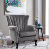 Queen Anne Velvet Upholstered Oyster High Back Wingback Armchair Tub Chair Sofa