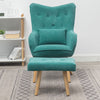 Occasional Scalloped Button High Back Fabric Armchair Sofa Chair Footrest Stool