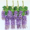 12/24pcs Artificial Wisteria Vine Ivy Garland Foliage Plant Trailing Silk Flower