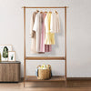 Wooden Clothes Rail Garment Hanging Rack Coat Display Stand With 2 Layer Shelves
