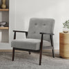 Retro Single Chair Solid Wood Frame Armchair Grey Cushion Padded Sofa 1 Seater