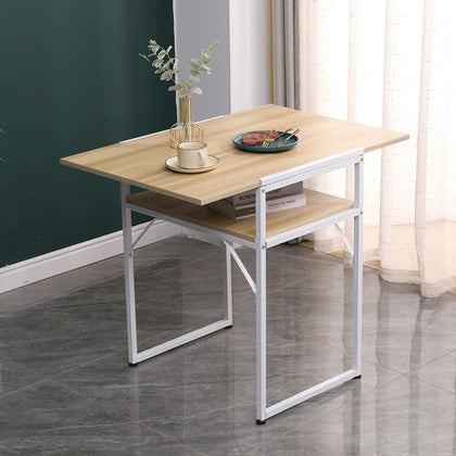 2-Tier Extendable Computer Desk Breakfast Dining Table for Small Space Foldable