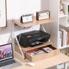 2-Tier Desktop Printer Stand Holder Shelf Printer Stand with Storage Drawer