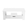 Modern Coffee Table 2-Tier Wooden Center Table Large Side Table Living Room