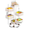 Rotating Veg Fruits Trolley Basket Rack Metal Kitchen Bathroom Storage Shelf UK