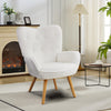 Modern Accent Chair Upholstered Button Single Sofa Wood Legs High Back Armchair
