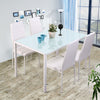 4/6 Seats Black White Dining Table with Upholstered Chairs Tempered Glass Tables