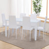 4/6 Seats Black White Dining Table with Upholstered Chairs Tempered Glass Tables