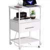 Bedside Table with Charging Station, Nightstand with 2 Outlets and 2 USB Ports