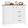 Sideboard Cabinet 5 Drawer Door Kitchen Storage Buffet Unit White Brown Worktop