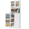 Tall Kitchen Cabinet 4 Door 2 Drawer Buffet Storage Glass Cupboard White Display