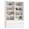 Bookcase Cabinet 4 Door Tall Storage Shelving Unit White Black